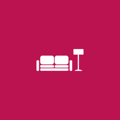 sofa and lamp icon illustration