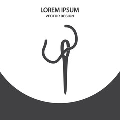Sewing needle and thread icon. Simple design for web and mobile