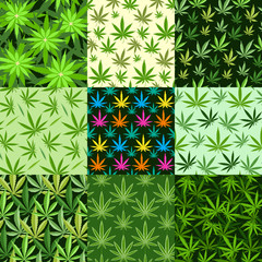 Marijuana background vector set.
