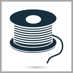Sawing bobbin with thread icon. Simple design for web and mobile