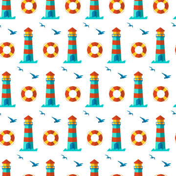 Seamless patterns nautical elements vector