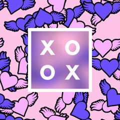 Love greeting card with hearts pattern