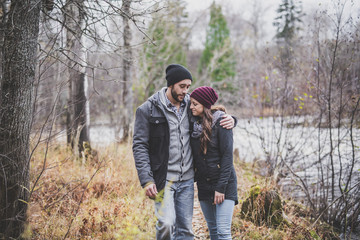 Couple in the autumn park