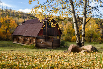 Red Barn in the Fall of Colorado