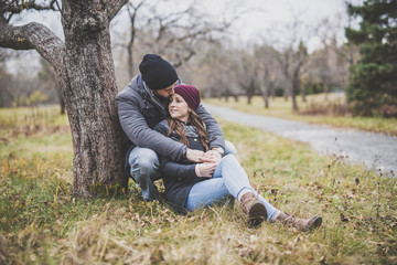 Couple in the autumn park