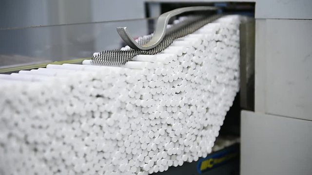 Cigarettes production process inside a modern factory