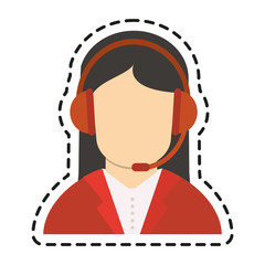 Operator woman icon. Technical service online support service and telemarketing theme. Isolated design. Vector illustration