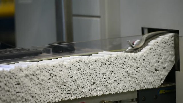 Cigarettes production process inside a modern factory
