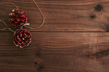 pineapples of christmas about wooden ancient with top view