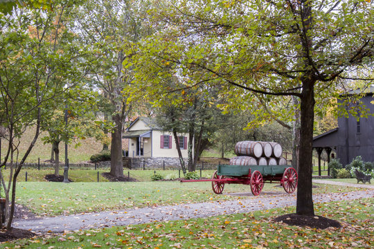 Bourbon barrels on wagon