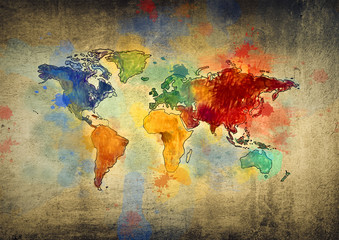 Kolorowa mapa świata, abstrakcyjna