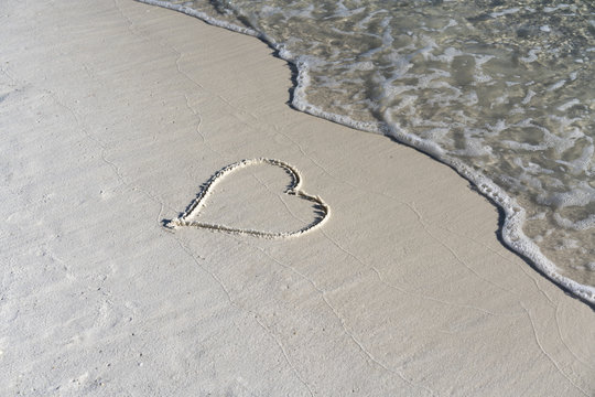 heart drawn in the sand