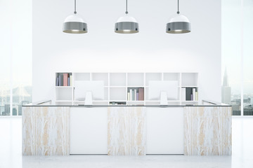 Modern white reception desk