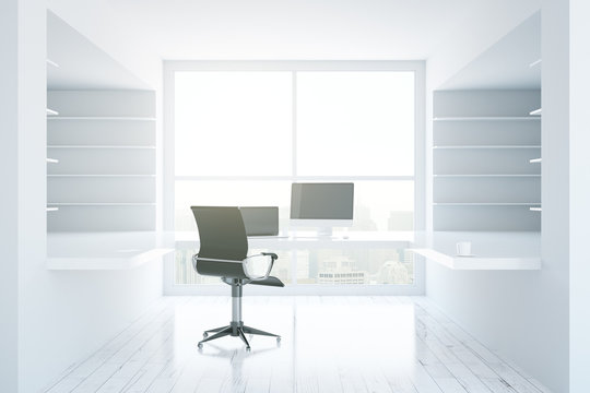 White room with workplace