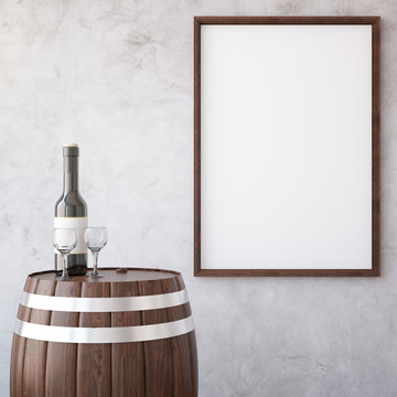 Wine and wooden frame