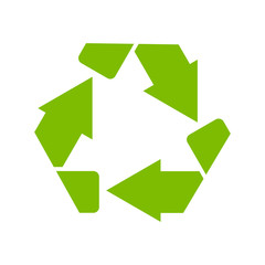 Recycle symbol or sign of conservation green icon isolated on white background. Vector symbol on the packaging.