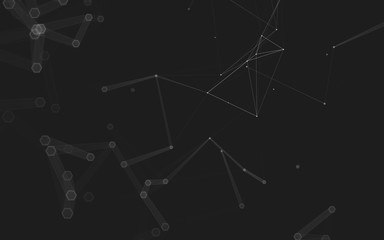 Abstract polygonal space low poly dark background, 3d rendering