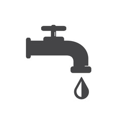Water Faucet with drop icon. Black silhouette. Vector illustration.