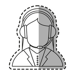 Operator woman icon. Technical service online support service and telemarketing theme. Isolated design. Vector illustration