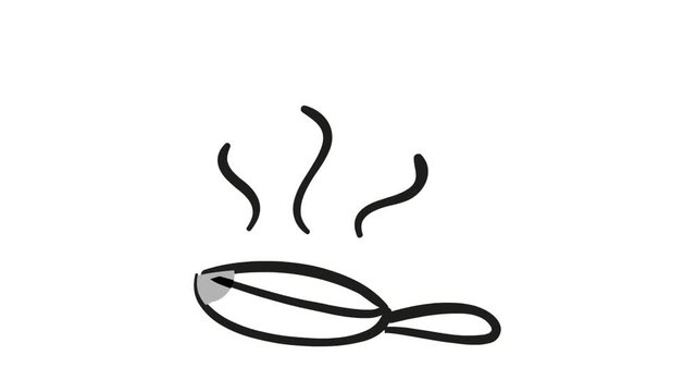 Frying Pan Kitchen Utensil line drawing animation transparent background