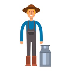 Farmers vector illustration milk can