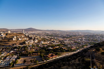 The aqueduct of Queretaro, is currently building a monumental 74 arches reaching an average height of 28.5 m and a length of 1298 m.  This aqueduct is the symbol of the city of Queretaro, Mexico.