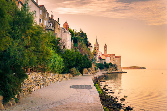 View of the town of Rab, Croatian tourist resort.