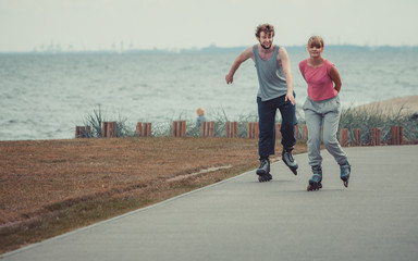 Boy chasing his girlfriend.