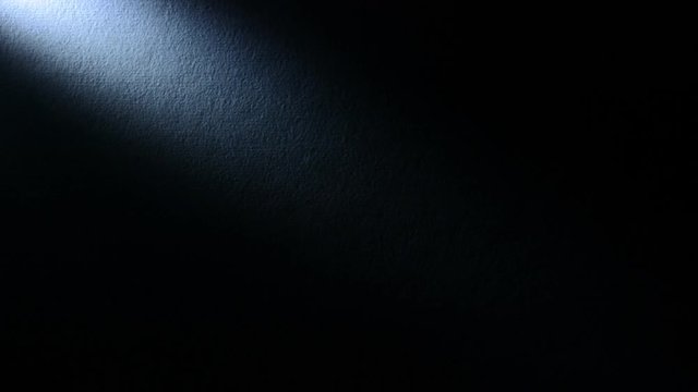 Lighting spotlight ture leaf dark background. A spotlight illuminates the wall on the left side. Full HD 1080p