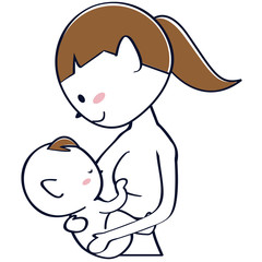 かわいいポニーテールママ　授乳 おっぱい