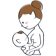 かわいいまとめ髪ママ　授乳 おっぱい