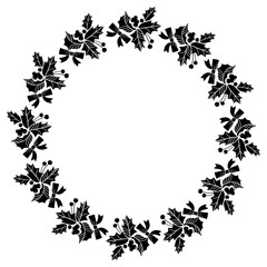 Round frame with holly berries silhouettes. Copy space. Vector clip art.