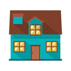 facade confortable house with two floors vector illustration