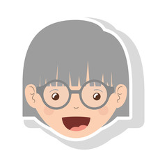 front face elderly woman with glasses vector illustration
