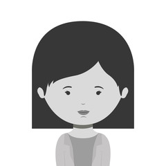 monochrome half body woman with short hair vector illustration