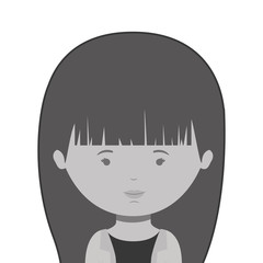 monochrome half body woman with long hair vector illustration