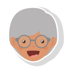 front face elderly brunette woman with glasses vector illustration