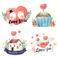 Watercolor elements collection