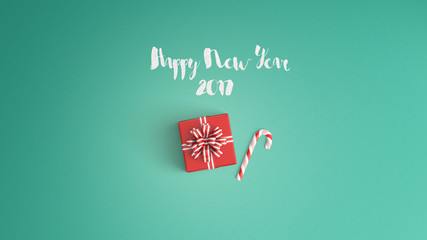 Happy new year 2017 and  gift boxes with red ribbons viewed from top isolated 