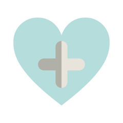 blue heart with cross form vector illustration