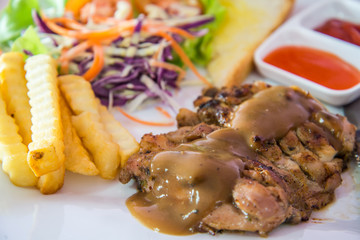 chicken steak macro shot