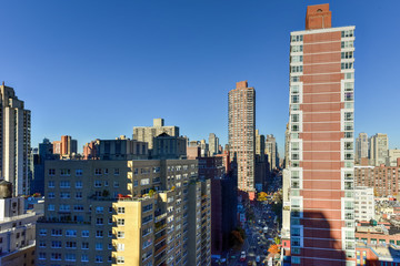 Fototapeta na wymiar Aerial of East Side of Manhattan
