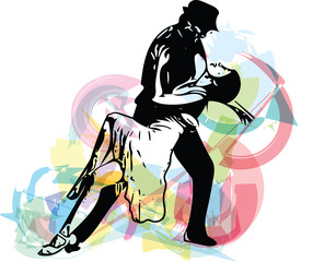 Abstract illustration of Latino Dancing couple