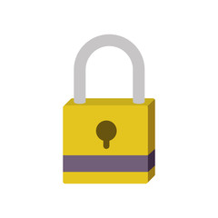 silhouette with closed padlock yellow vector illustration