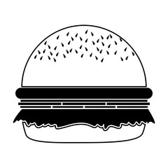 silhouette monochrome with big Hamburger vector illustration