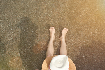 Obraz premium Top view on woman in water