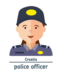 Avatar Croatia police officer on white background. Flat design.  Avatar for app