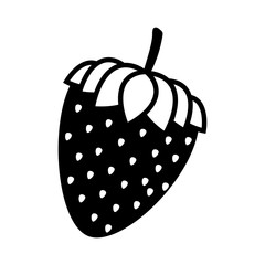 silhouette monochrome with closeup strawberry