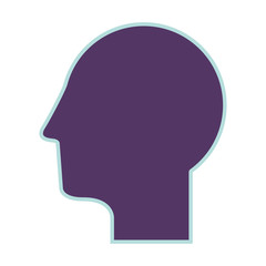 purple silhouette profile head human vector illustration