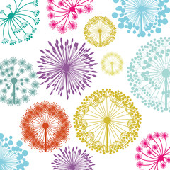 Naklejki  pattern with silhouette colorful dandelion vector illustration